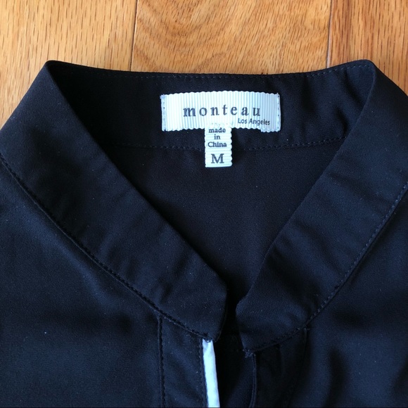 NWOT Monteau White Accent Long Sleeve Button Up - Picture 2 of 15